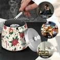 thumbnail image 4 of Yayeee Ashtray with Lid for Cigarette Smokeless Stainless Steel Home Ash Holder, Christmas Floral, 4 of 7