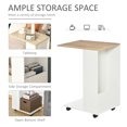 thumbnail image 3 of HOMCOM C-Shaped Sofa Side Table Mobile End Table with Storage and Wheels for Living Room,Office, White, 3 of 9