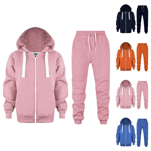 Girls' Fashion Girls' Clothing Sets Baby Kids Long Sleeve Color Solid Zip Up Hoodie Sweatshirt Top Girls Coat Jackets And Pants With Pocket