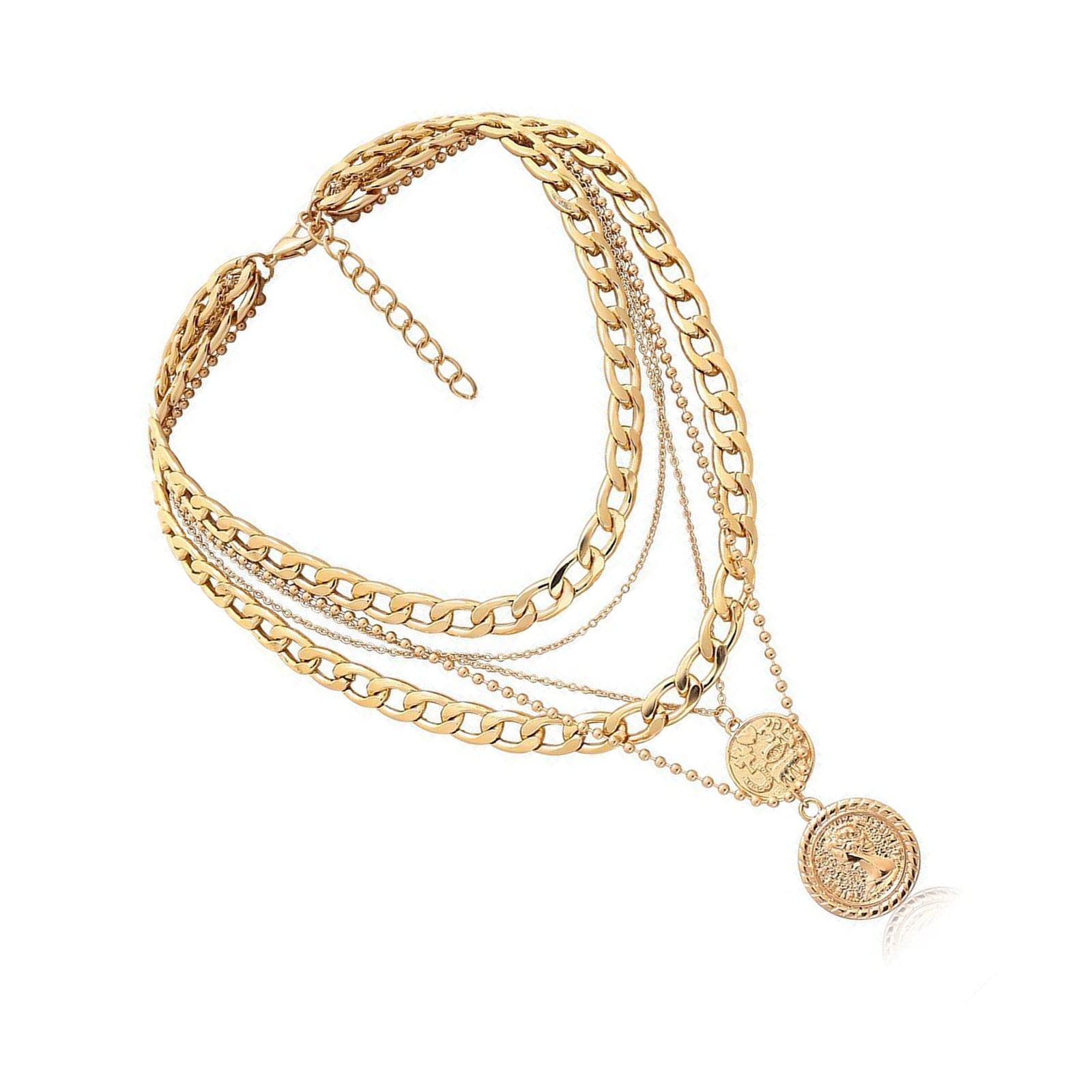 Stylish Layer Coin Charm Necklace Comfortable Alloy Jewelry Good Luck Symbol Portable for Daily Wear