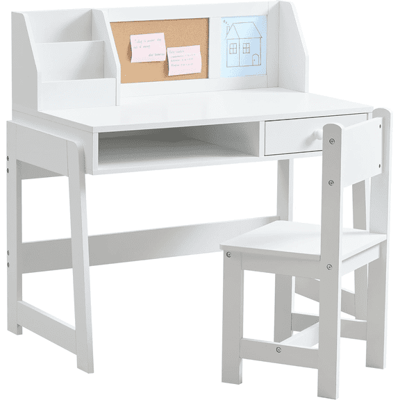 Study desk and chair set, student desk and chair set with storage shelves, wooden desk with bookshelf, home-schooling writing desk