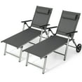 thumbnail image 2 of Costway 2 Pcs Chaise Longue Pliante Fauteuil Inclinable en Aluminium Dossier Réglable Roues, 2 of 8