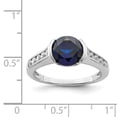 thumbnail image 4 of Sterling Silver Rhodium-plated Synthetic Blue Sapphire and CZ Bezel Ring, 4 of 6