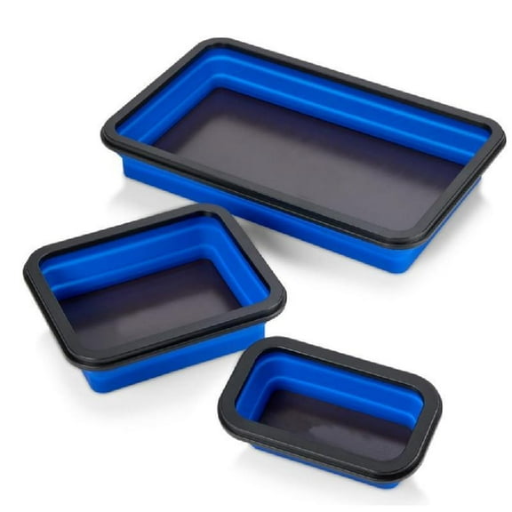 3pcs Woodworking Silicone Magnetic Parts Tray Set, Dismountable Rectangle Tool Organizer Box for Screws and Small Items