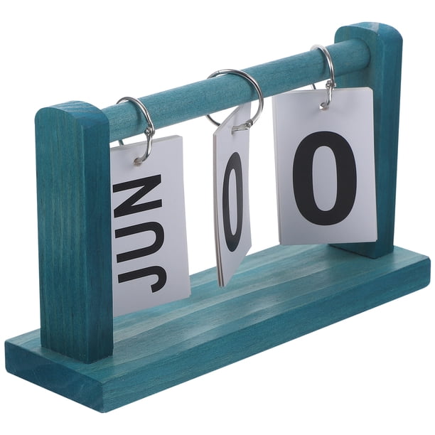 Calendario de escritorio, calendario abatible, calendario perpetuo, calendario rústico de madera, decoración de escritorio