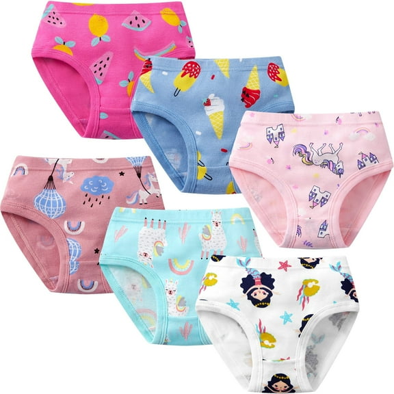 XBASW 4-10Y Girls Underwear for Toddler Kids Cotton Briefs Toddler Breathable Undies 3 Pack Print Triangle Shorts