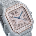 thumbnail image 4 of Pre-Owned Cartier Santos 35.1MM WSSA0029 Diamond Paved Rose Gold Roman Dial Rose Gold Diamond Bezel Stainless Steel Full Diamond Bracelet 18.75ct, 4 of 7