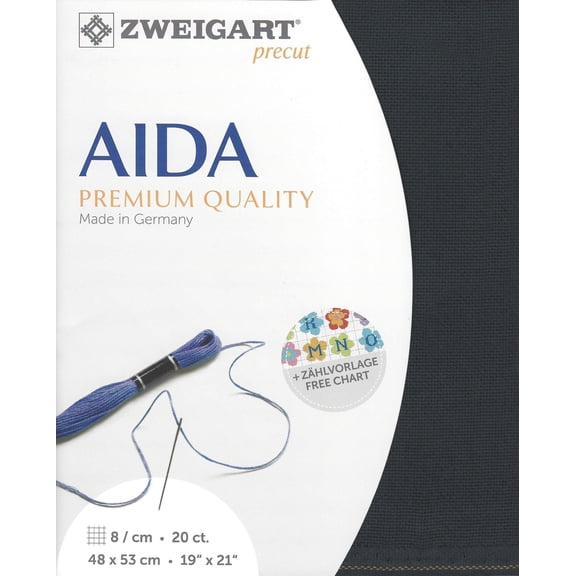 Precut Zweigart Aida extra fine 20 count Charcoal Grey 3326/7026