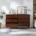 thumbnail image 6 of Walker Edison 58” Mid-Century Modern Curved Front 6-Drawer Dresser, Walnut, 6 of 14