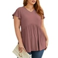 thumbnail image 5 of Cueply Plus Size Summer Tops for Women Short Sleeve V Neck Casual Blouse Shirts Tunic Tops, 5 of 5