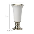 thumbnail image 3 of Benjara Ceramic Vase with Flared Top and Pedestal Base, Medium, White and Gold, 3 of 4