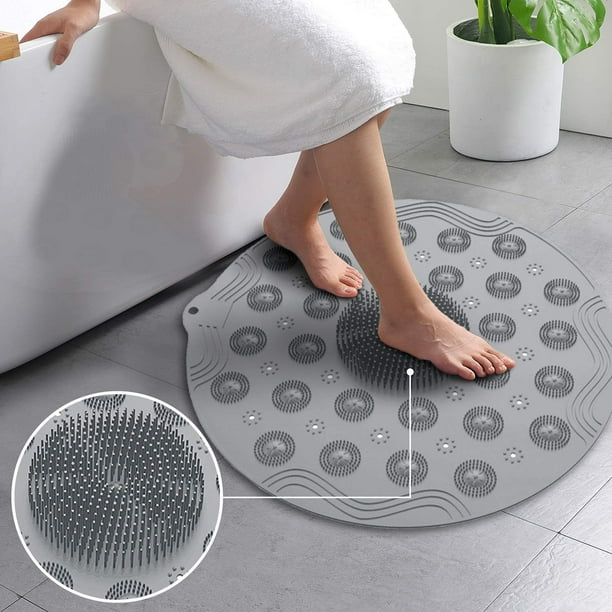  Shower Stall Mats Round Silicone Material Non-Slip Shower Bath  Mat with Drain, Size 18.1x 18.1 Inch, Machine Washable, Great for Shower  Stall,Tub, Bathroom - Grey : Home & Kitchen