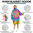 thumbnail image 5 of Colorful Rainbow Tie Dye Spiral Pattern Wearable Oversized Blanket,Wearable Blanket Hoodie for Adults,Cozy Hooded Blankets with Super Pockets,Super Warm Fuzzy Pullover for Women & Men, 5 of 6
