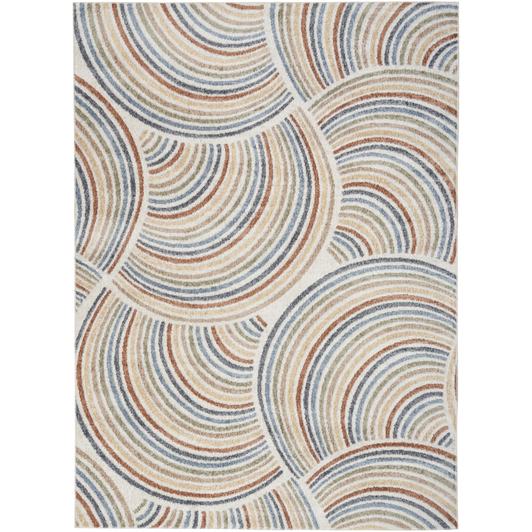 Nourison Astra Machine Washable 6' x 9' Ivory Multicolor Mid-Century Modern Indoor Rug