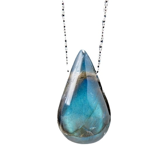 Fogun Hand-Making Pendant Necklace Simple Water Drop Shaped Pendant Party Jewelry Moonstone Pendant Necklace Jewelry