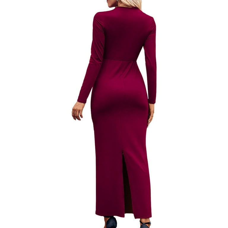 Annhoo Maxi Dresses for Women Long Sleeve Fashion Tie Front V Neck Formal Dresses Ladies Slim Night Cocktail Dress - Walmart.com Annhoo Maxi Dresses for Women Long Sleeve Fashion Tie Front V Neck Formal Dresses Ladies Slim Night Cocktail Dress - Walmart.com