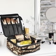 thumbnail image 5 of FORMRS Travel Makeup Bag Large Capacity Train Case Cosmetic Organizer with Adjustable Dividers, Brown Floral, 5 of 8