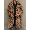 thumbnail image 2 of KelaJuan Men’s Faux Fur Coat Winter Warm Long Sleeve Leopard/Zebra Print Long Jacket Open Front Overcoat, 2 of 6