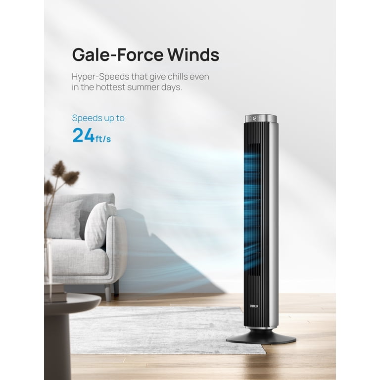 Dreo 42 Tower Fan for bedroom, 25 DB Quiet DC Bladeless Fans, 90°  Oscillating Fan with Remote, LED Display, 12H Timer, 9 Speeds,4 Modes,  Standing Floor Fans for Room Home Office, Pilot