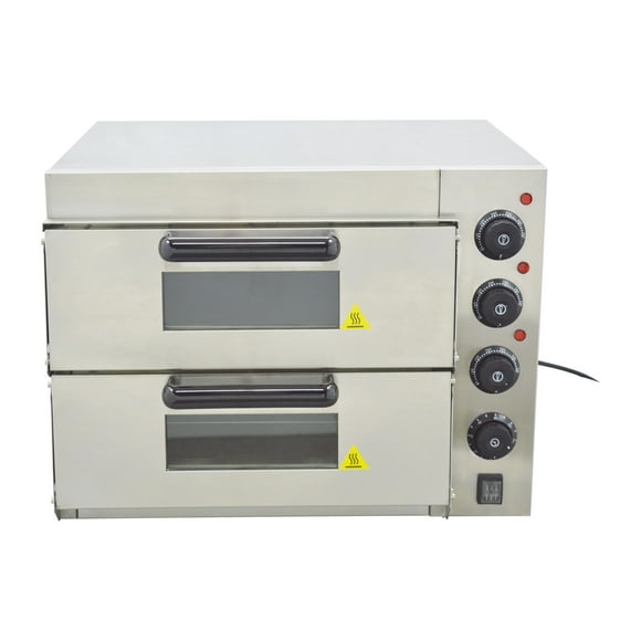 INTBUYING 110V Commercial Double Electric Pizza Oven Pizza Bread Making Machine