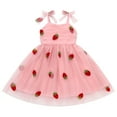 thumbnail image 3 of IBTOM CASTLE Toddler Baby Girls Birthday Party Princess Tutu Dress Floral Backless Ruffle Tulle Dresses for Cake Smash 2-3 Years Pink Strawberry, 3 of 8