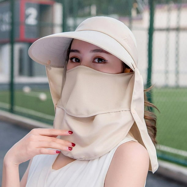 Sombrero para el sol Protección solar Mujeres Sombrero de ala ancha Anti UV Portátil Verano Playa Mascarilla Gorra FLhrweasw Nuevo