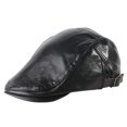 thumbnail image 1 of Gorra plana Gatsby Newsboy de piel sintética negra para hombre, 1 of 2