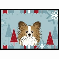 Caroline's Treasures BB1744MAT Winter Holiday Papillon Door Mat, Indoor Rug or Outdoor Welcome Mat 18x27 Doormat , 18H X