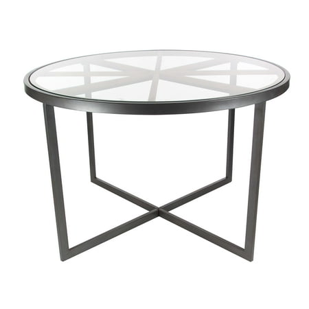 Decmode 30 X 47 Inch Iron And Clear Gl Round Dining Decmode 30 X 47 Inch Iron And Clear Gl Round Dining Table Black