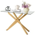 thumbnail image 1 of VEVOR Glass Coffee Table Rectangle Sofa Side Table with Glass Top & Cross-Legs, 1 of 1