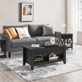 thumbnail image 3 of Fullfurnique 41" Lift Top Coffee Table with Hidden Compartment & 2 Open Shelves, Black, 3 of 10