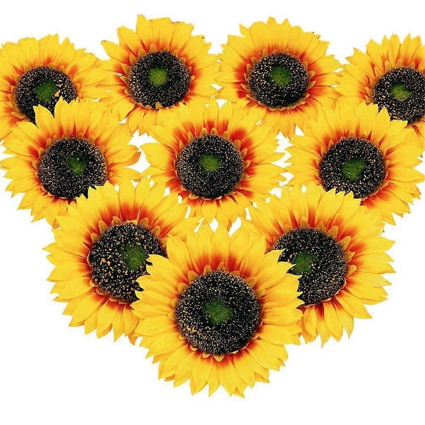 10Pcs Artificial Sunflower Heads Silk Sunflowers Heads Arrangements for Party Wedding Sunflowers Decor Craft 5.5 Inch