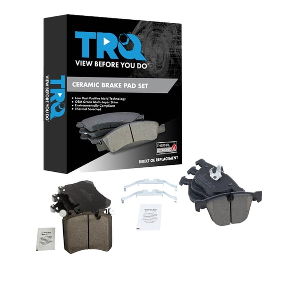 TRQ Front and Rear Brake Pad Set Ceramic Hardware Fits 2010-2013 BMW X5 2010-2014 X6
