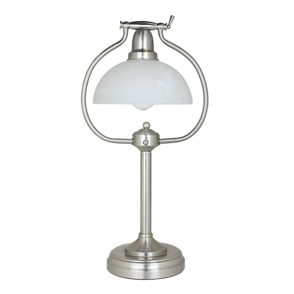 22" Brushed Nickel Table Lamp w/ Frosted White Glass Shade Walmart
