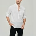 thumbnail image 2 of YUHAOTIN Running Shirt for Men Sleeveless Casual Shirt Solid Color Shirt Imitation Cotton Linen Long Sleeve Shirt Pure Cotton Summer Shirts Umpire Shirt, 2 of 4