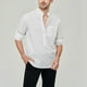 thumbnail image 3 of Camisas Para Hombre Manga Corta Camisa casual para hombre Camisa de color sólido Camisa de manga larga de lino de algodón de imitación Algodón (White, S), 3 of 4