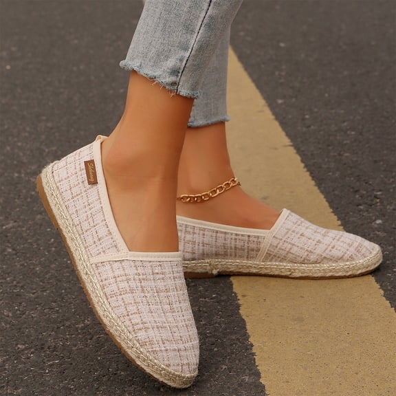 Closed Toe Slip on Flat Espadrilles Loafers for Women