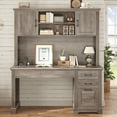thumbnail image 6 of SEDETA 47 Inch Farmhouse Office Desk with Hutch and Drawers, Executive Desk Computer Desk with File Drawer and Cabinets, Large Workstation Traditonal Style Practical table for Home Office, Grey, 6 of 9