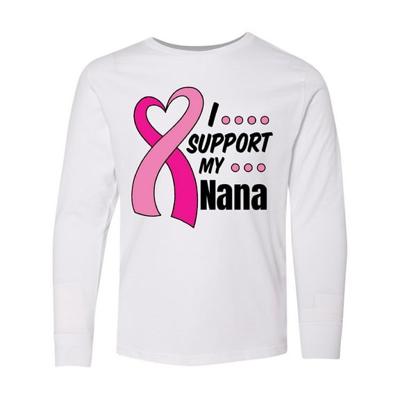 Inktastic Breast Cancer Awareness I Support My Nana with Pink Ribbon Long Sleeve Youth T-Shirt