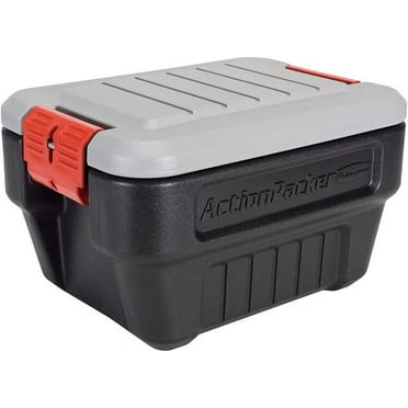 Rubbermaid ActionPacker Lockable Storage Box, 8 Gallon, Grey and Black 1949040