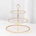 thumbnail image 2 of Balsa Circle 3-Tier Clear 14" Round Plastic Cupcake Tower Stand Gold Beaded Rim Party Events Decorations, 2 of 8