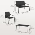thumbnail image 2 of Ensemble de Mobilier de Patio 4 Pcs avec Causeuse à Assise Profonde, 2 Fauteuils et Table Basse en Verre, Ensemble de Conversation Extérieur en Maille Résistante aux Intempéries et Cadre en Acier pour Cour Arrière, Terrasse, Balcon, Noir, 2 of 7