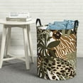 thumbnail image 6 of ZICANCN Laundry Basket Organizer, Teal Leopard Leaf Collapsible Hamper for Bathroom Bedroom Laundry Room, Small Size, 6 of 7