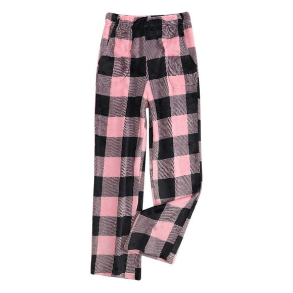 LUOGENLI Female Casual Pants Women's Winter Warm Plaid Flannel Pajama Pants Casual Elastic Waist Trousers Women Business Casual Pants 44X32 Cotton Casual Pants Women Tall Girl Friendly XXXL