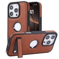 thumbnail image 2 of Designed For iPhone 11 Phone Case,Built-in Contractile Kickstand,Logo View PU Leather Shockproof Anti-fall Ultra Slim Lightweight Rugged Scratch-Resistant Durable Phone Case,Brown, 2 of 8