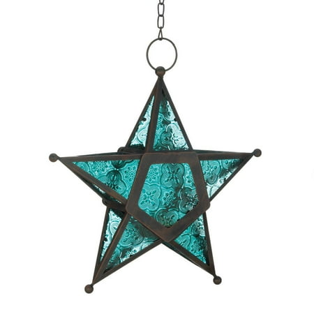 Star Candle Lantern Modern Blue Hanging Lantern Stars Decor