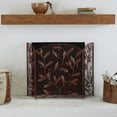 thumbnail image 3 of DecMode 45" x 30" Red Metal Foldable Mesh Netting 3 Panel Leaf Fireplace Screen with Leaf and Vine Relief, 1-Piece, 3 of 12