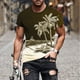 thumbnail image 2 of Camisetas de Manga Larga para Hombres Imprimir Fallow Cuello Redondo Camiseta, Moda Casual Manga Corta Mezcla de Algodón/Lino, 2 of 9
