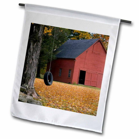 3dRose, Tire swing along a road in Southern Vermont, USA - US46 RKL0003 - Raymond Klass, 12 x 18 inch Garden Flag