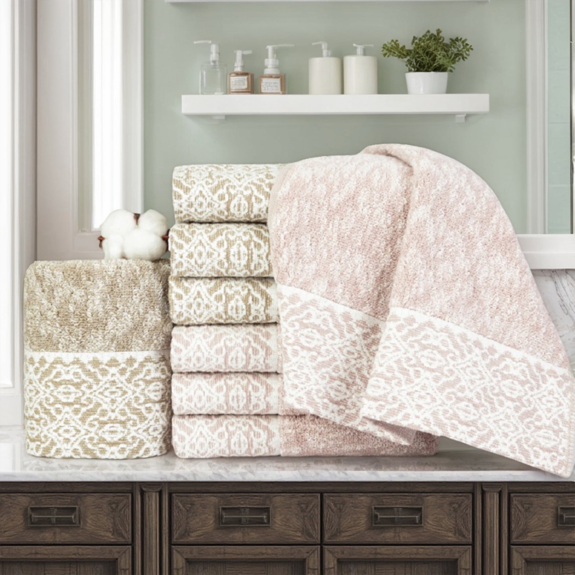 Unique Bargains Geometry Pattern Hand Towels Cotton Absorbent Soft Purple 2-Pieces